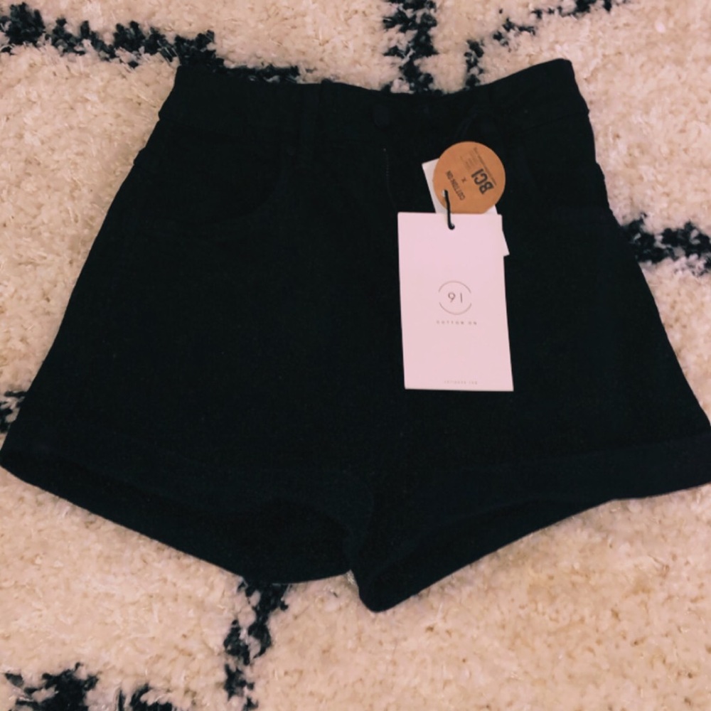 black denim shorts